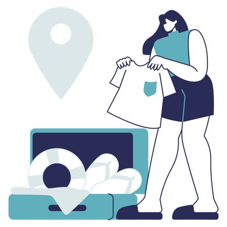 Woman Packing  Illustration