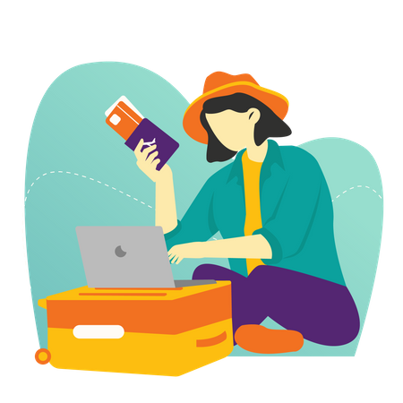 Woman packing luggage  Illustration