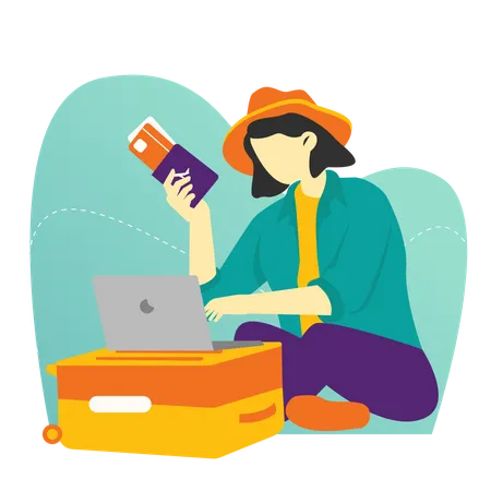 Woman packing luggage  Illustration