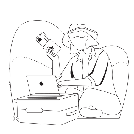 Woman packing luggage  Illustration