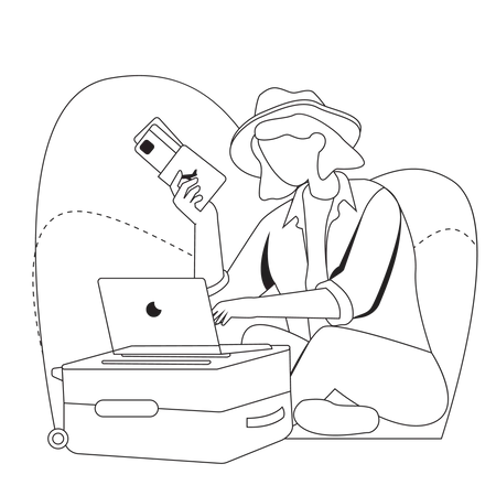 Woman packing luggage  Illustration