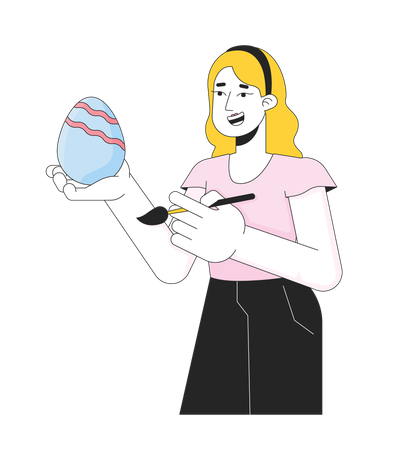 Woman painting Easter egg  Illustration