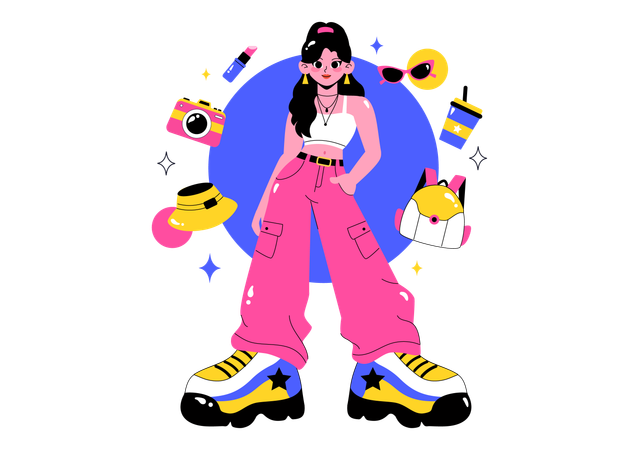Woman participates in Outfit of the Day OOTD competition  Illustration