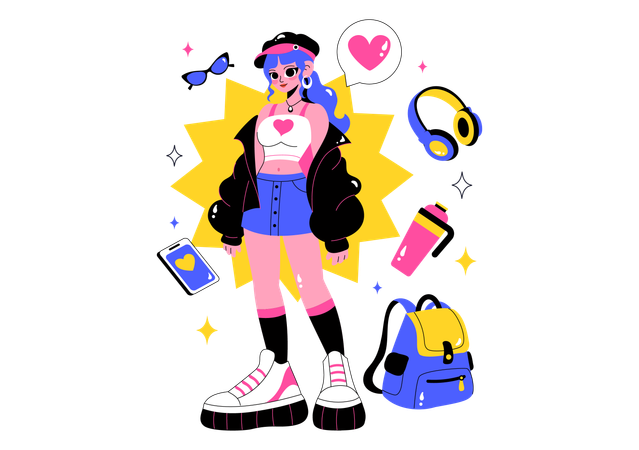 Woman participates in Outfit of the Day OOTD competition  Illustration
