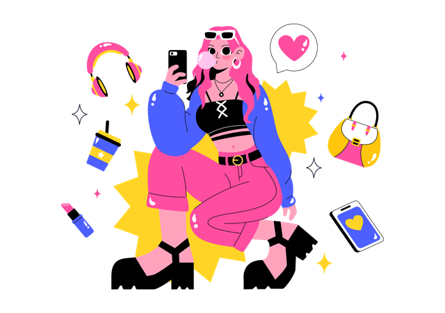 Woman participates in Outfit of the Day OOTD competition  Illustration