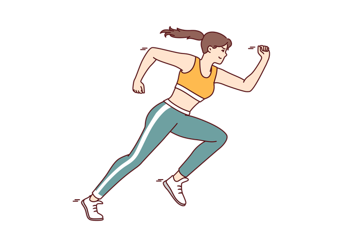Woman participates in running competition  イラスト