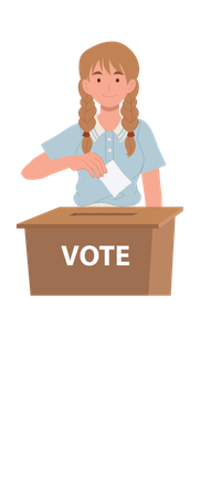 Woman participating in democracy by casting vote into election box at polling booth  Illustration