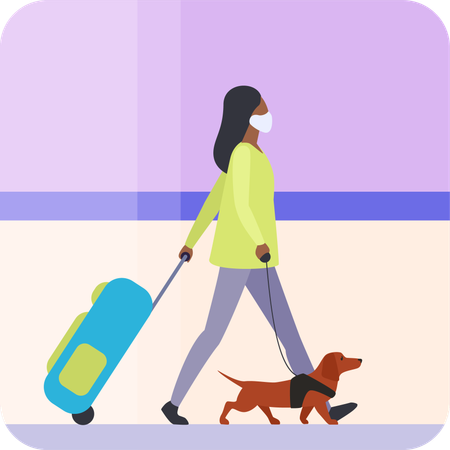 Woman Passenger travel with dog  Illustration