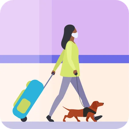 Woman Passenger travel with dog  일러스트레이션