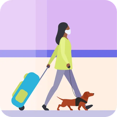 Woman Passenger travel with dog  Illustration