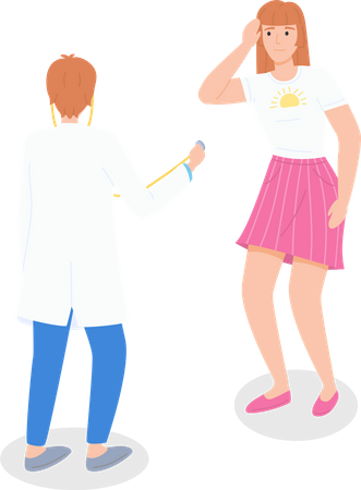 Woman patient has headache  Illustration