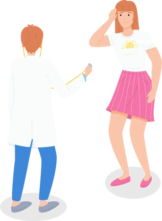 Woman patient has headache  Illustration