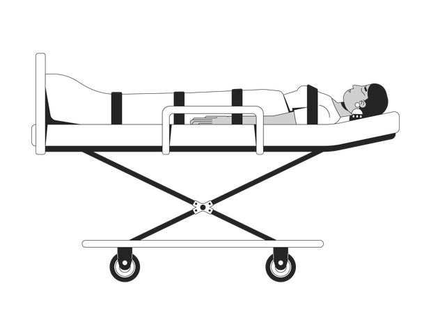 Woman patient lying on paramedic stretcher  Illustration