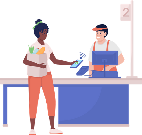 Woman paying at store  Illustration
