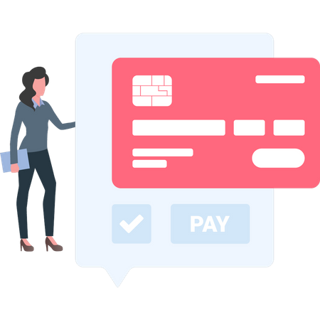 Woman paying by credit card  Illustration