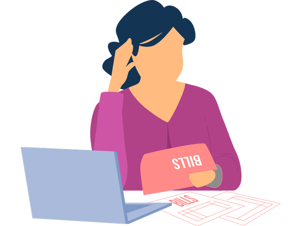Woman paying cash bills  Illustration