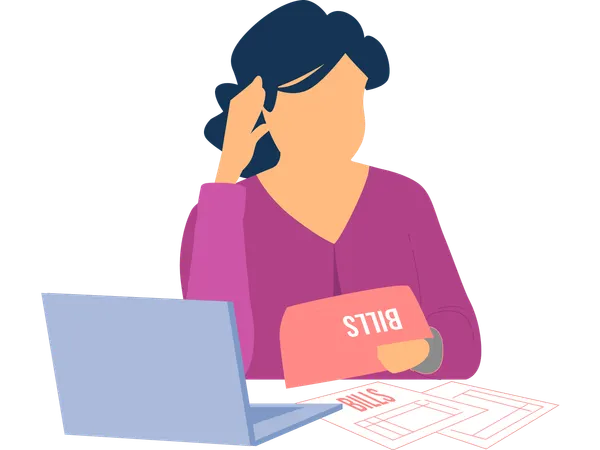 Woman paying cash bills  Illustration