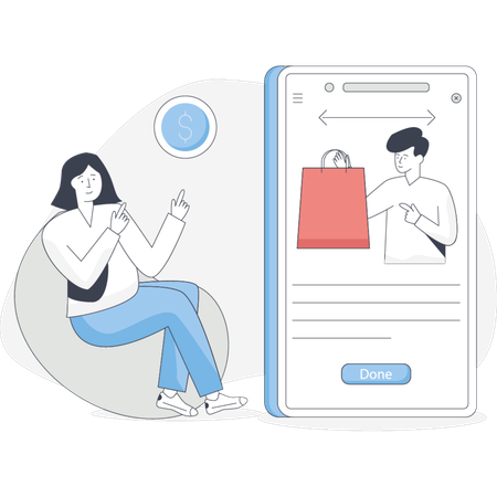 Woman paying cash on delivery  Illustration