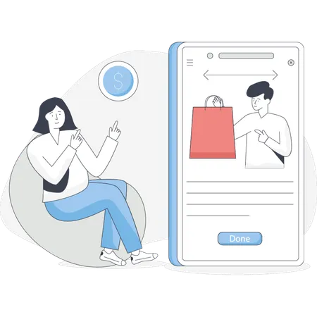 Woman paying cash on delivery  Illustration