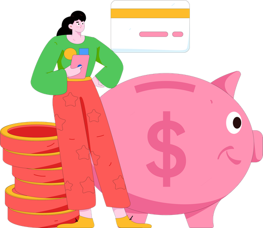 Woman paying credit card bill  Illustration