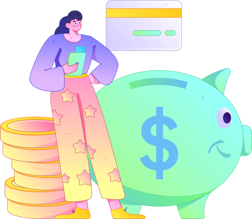 Woman paying credit card bill  Illustration