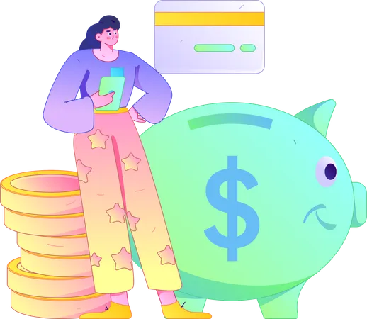 Woman paying credit card bill  Illustration