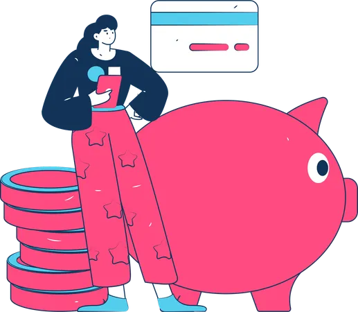 Woman paying credit card bill  Illustration