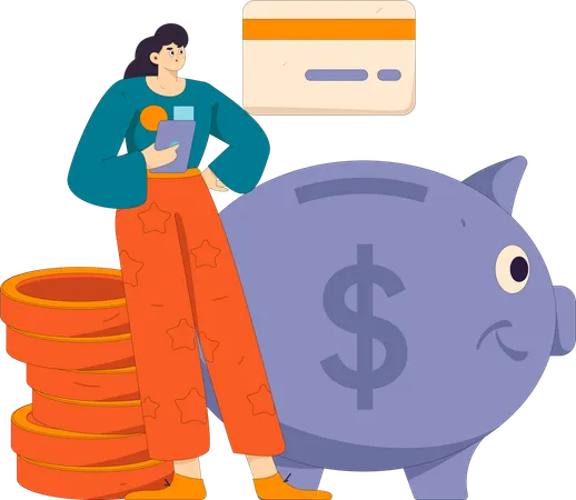 Woman paying credit card bill  Illustration