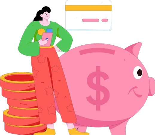 Woman paying credit card bill  Illustration