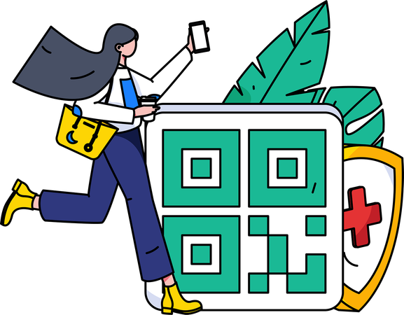 Woman paying hospital bills at reception  Illustration
