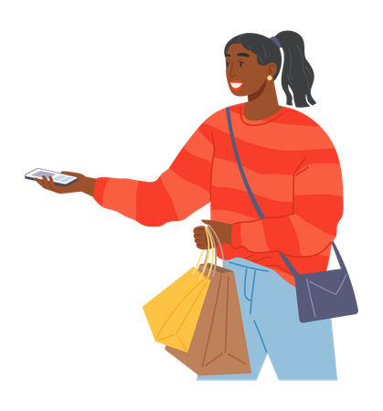 Woman paying in supermarket  Illustration