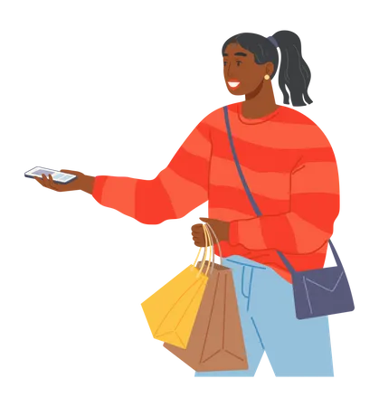 Woman paying in supermarket  Illustration