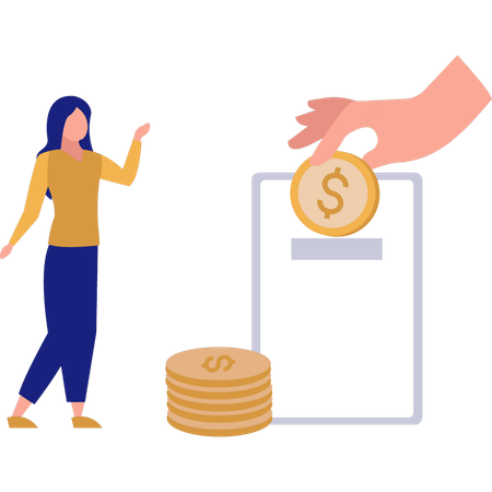 Woman Paying Online  Illustration