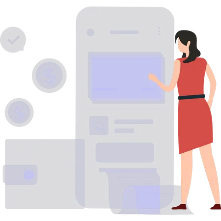 Woman paying online bill Illustration