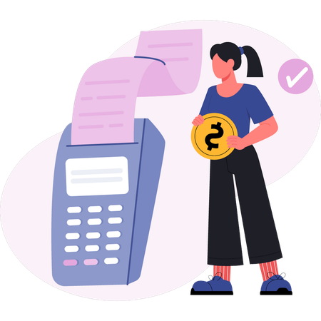 Woman paying online bill  Illustration