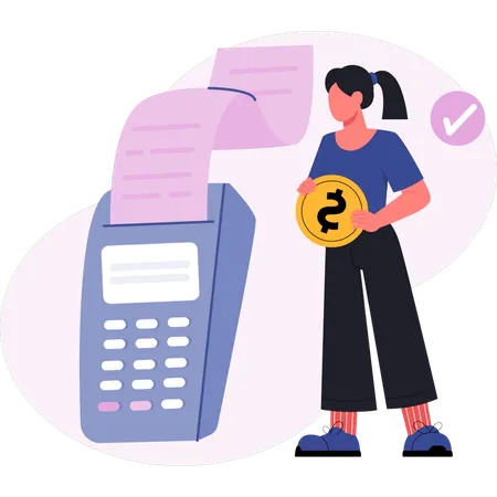 Woman paying online bill  Illustration