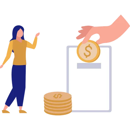 Woman Paying Online  Illustration