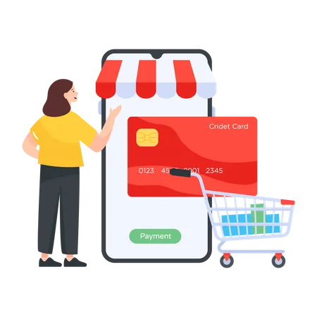 Bank Card With A Smartphone Card Payment Vector Illustration
