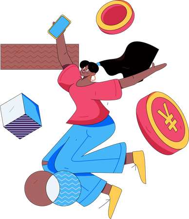 Woman paying shopping bills  Illustration