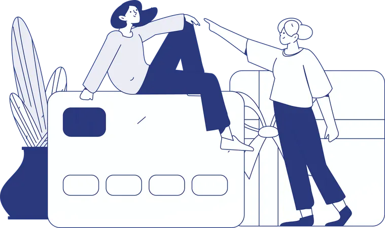 Woman paying shopping bills through debit card  Illustration