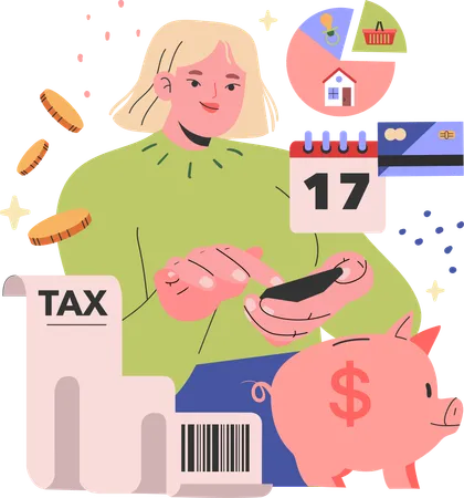 Woman paying tax  Illustration