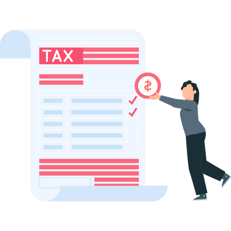 Woman paying taxes  Illustration