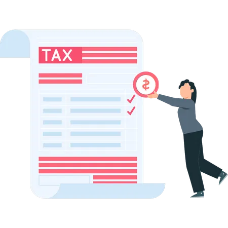 Woman paying taxes  Illustration