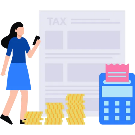 Woman paying taxes  Illustration