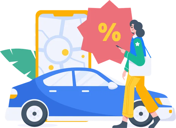 Woman paying taxi rent by cash  Illustration