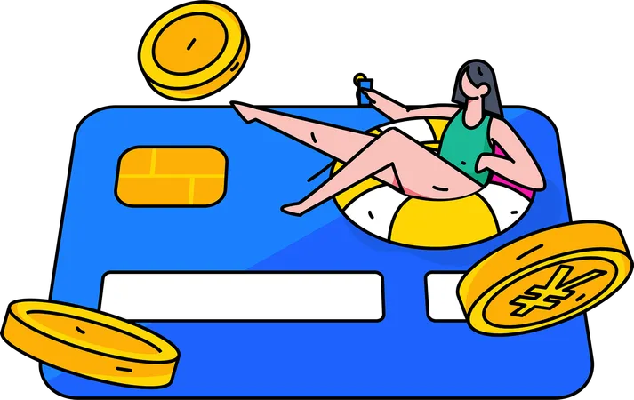 Woman paying through credit card  Illustration