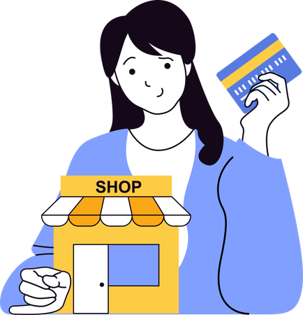 Woman paying through debit card for online shopping  Illustration