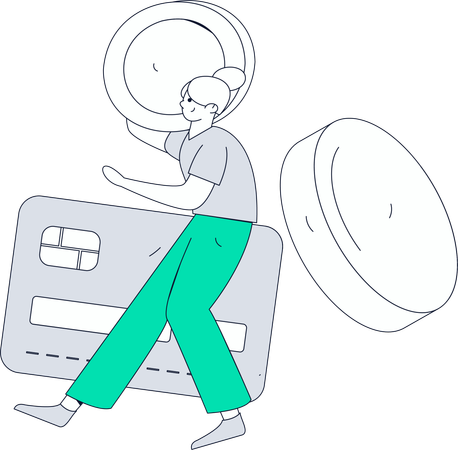 Woman paying through debit card  Illustration