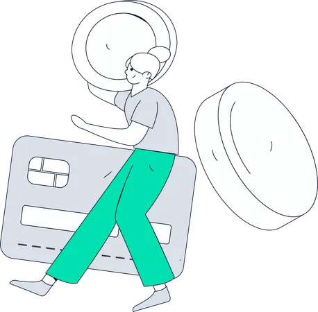 Woman paying through debit card  Illustration