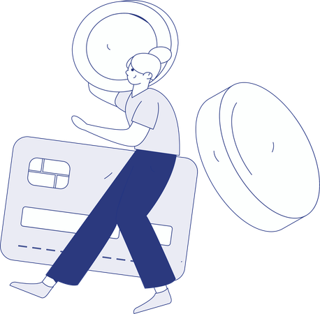 Woman paying through debit card  Illustration